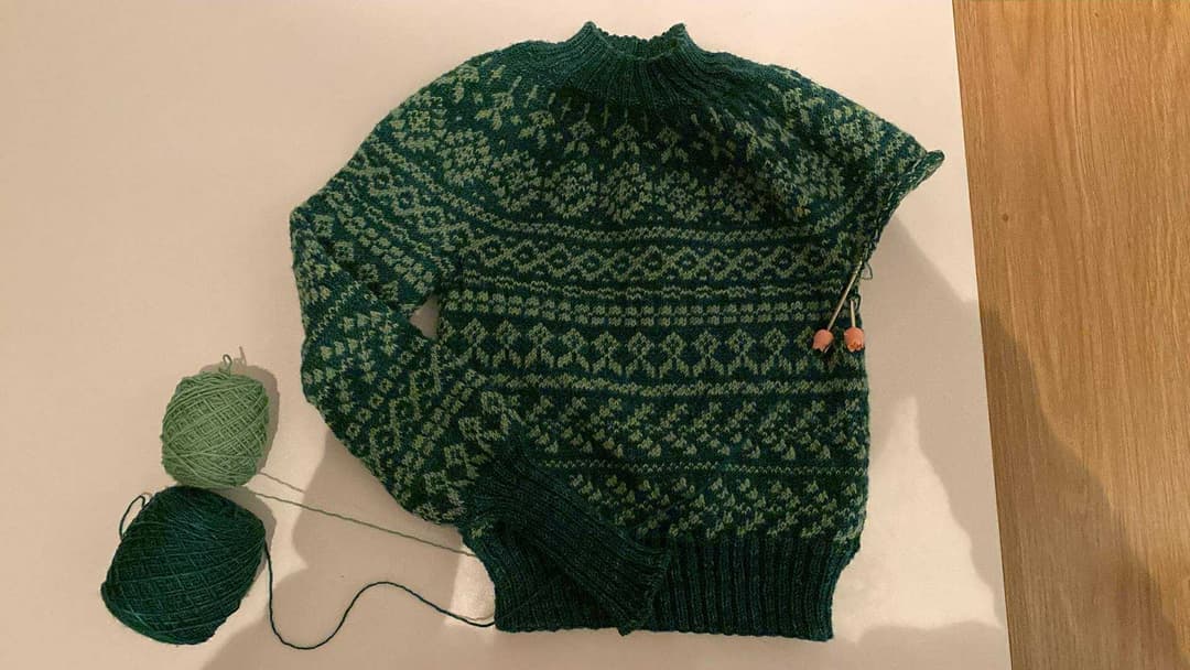 Pull Jacquard Coline une manche de tricotée