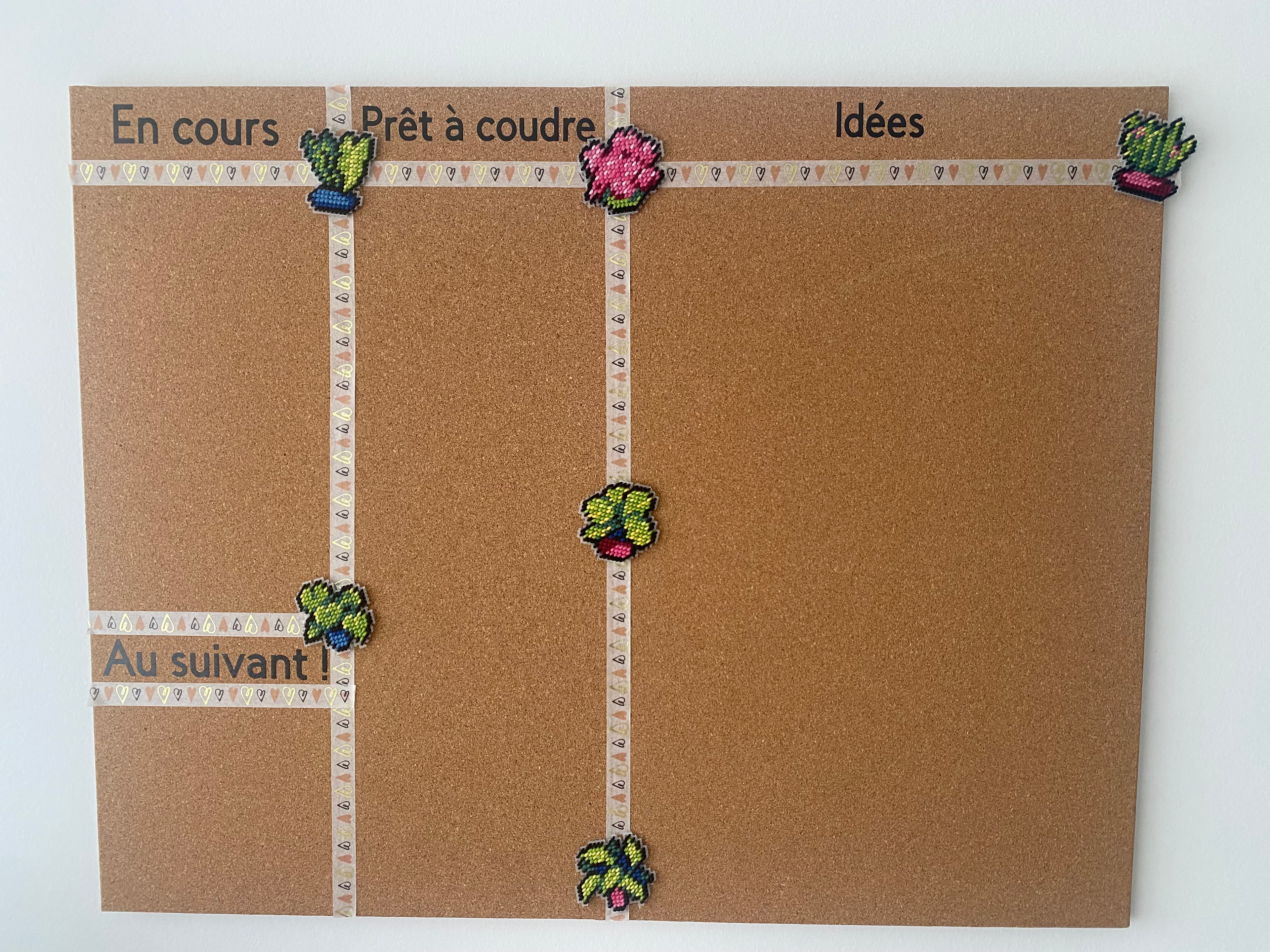 Mon tableau en liège pour organiser mes projets couture